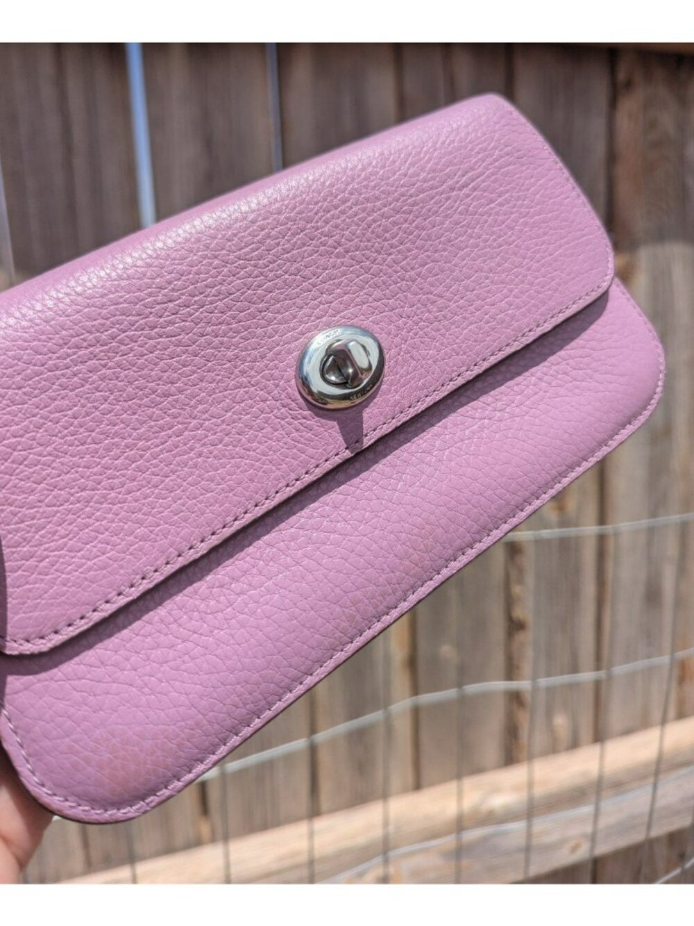 Coach Originals Pebbled Leather Turn Lock Wallet Violet Orchid Silver - Picture 7 of 12
